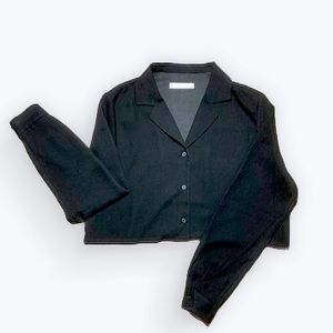 Oak + Fort Black Crop Blouse